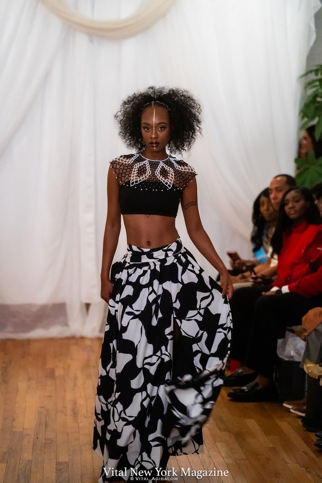 House of Nova Contrast Skirt, a graphic black and white skirt