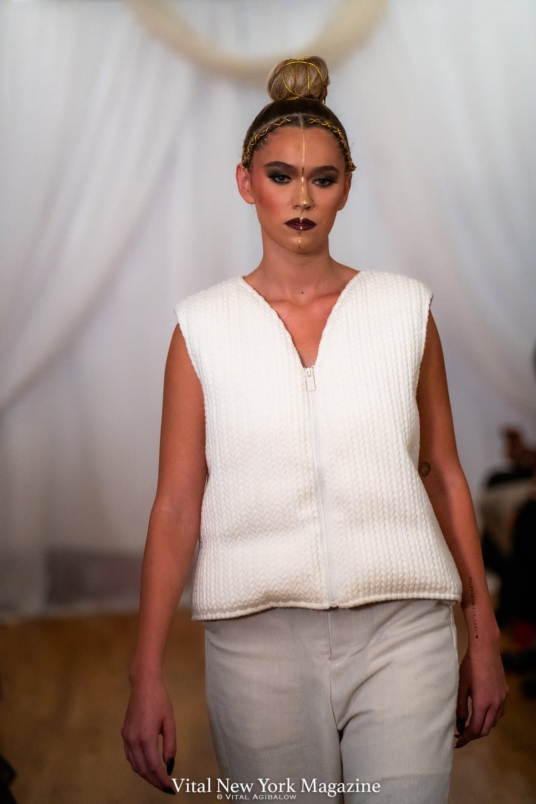 House of Nova Igloo Sweater Vest, a cream sculpted knit vest